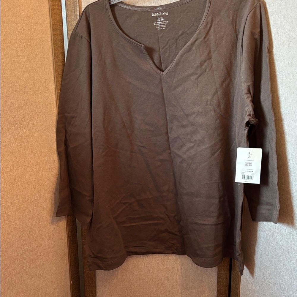 FINAL MARKDOWN White Stag Brown Long Sleeve Top xl NWT